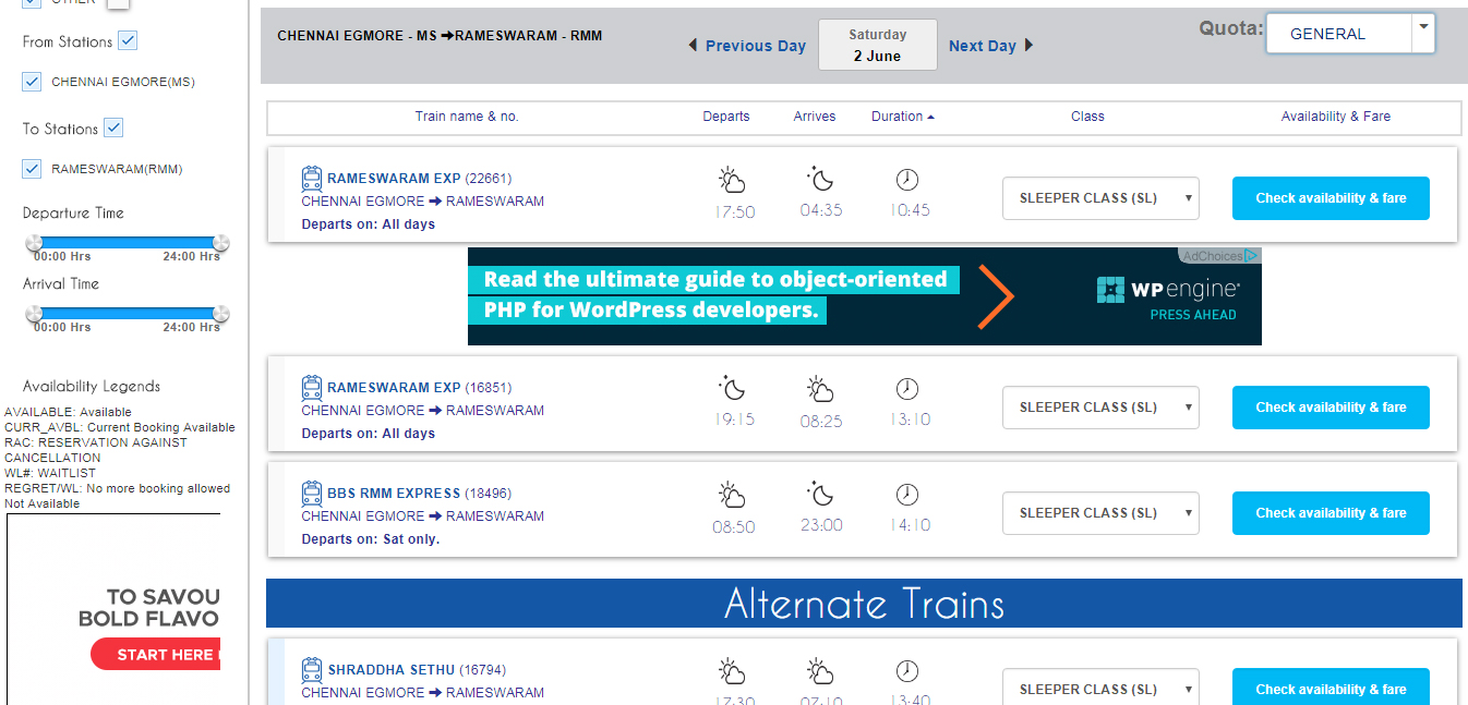 irctc train seat availability check without loggin in